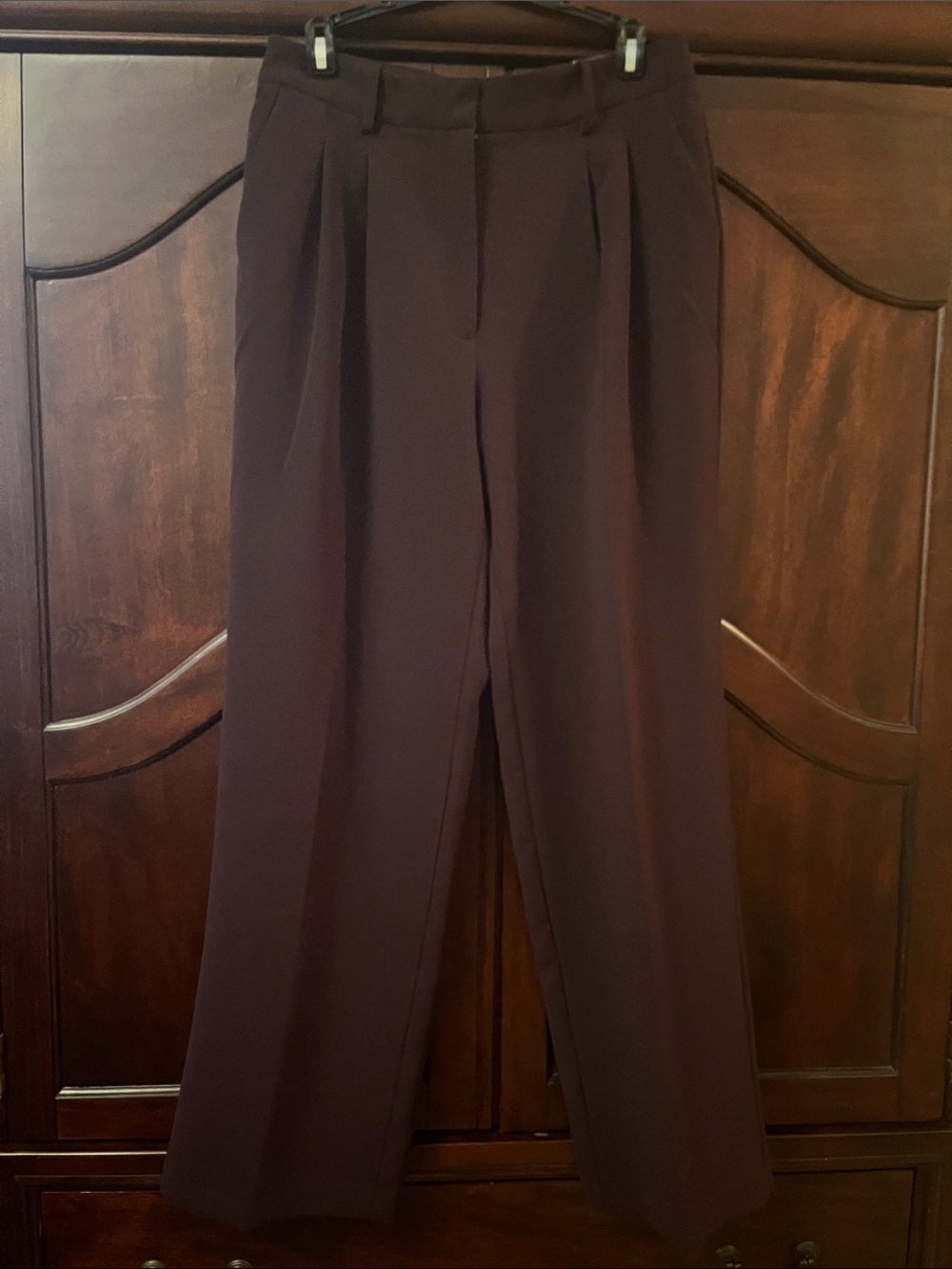 Worthington Pleated High-Waist Trousers in Burgundy